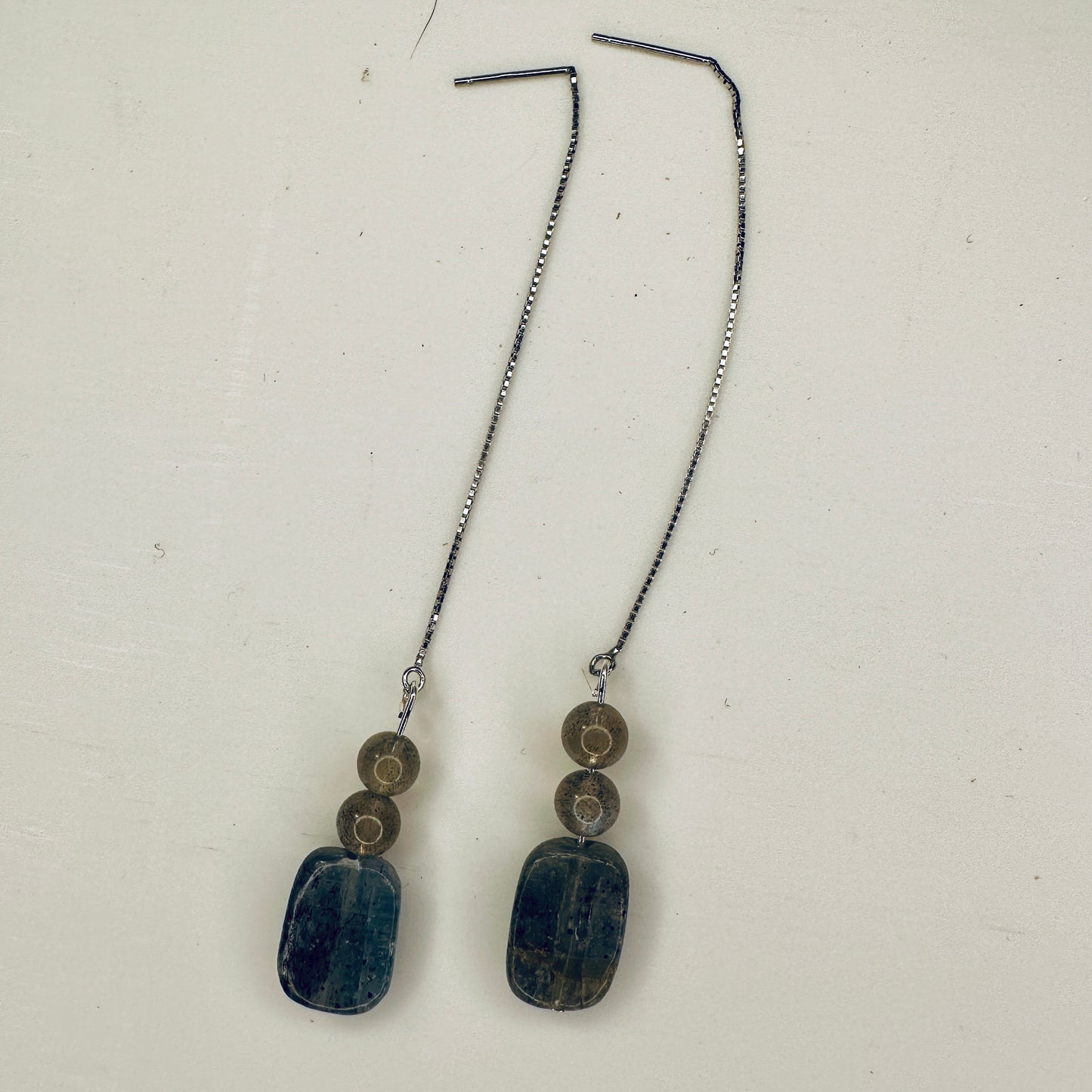 Blue Kyanite Earring Pair with Labradorite