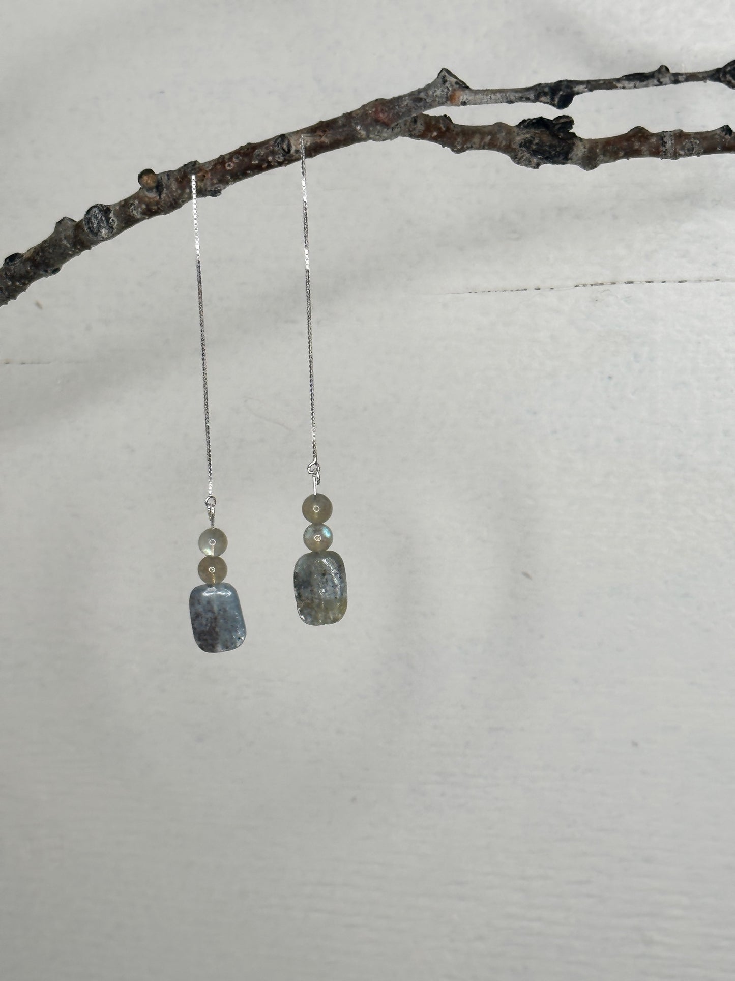 Blue Kyanite Earring Pair with Labradorite