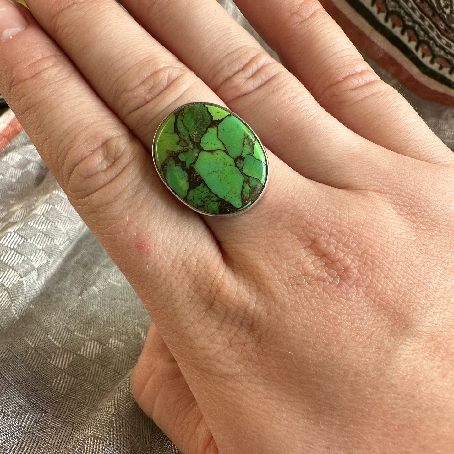 Green Turquoise Ring - Size 7