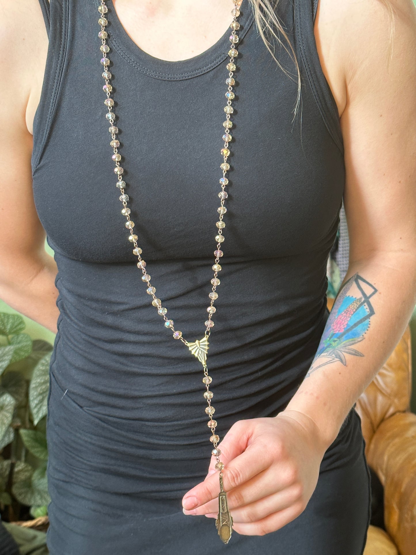 "Champagne Party" Boho Beaded Chain Necklace