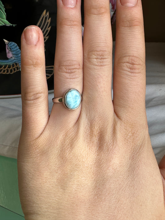 *Small Oval Larimar Ring