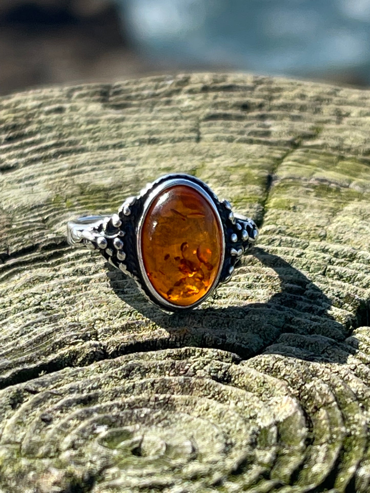 Oval Amber Ring - Size 5.5
