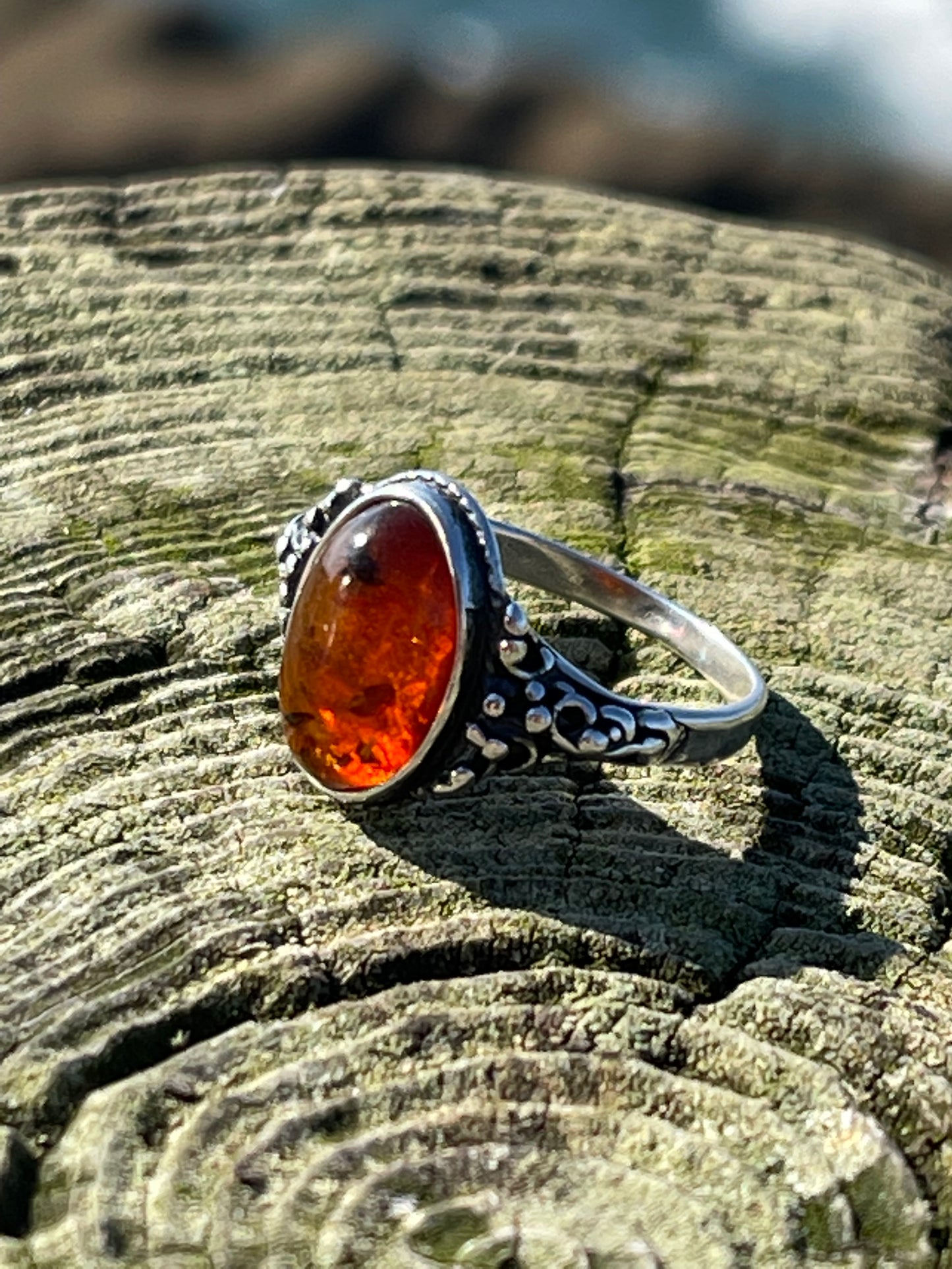 Oval Amber Ring - Size 5.5